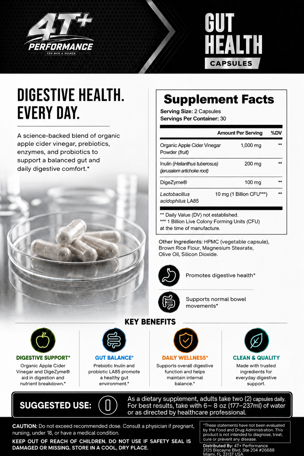 Gut Health Formula | Probiotics, Prebiotics Fiber & Digestive Enzymes for Adults 40+