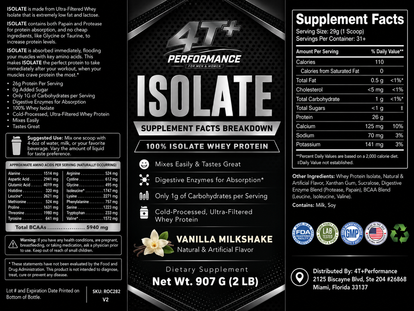 Premium 100% Whey Isolate Protein - Vanilla Milkshake