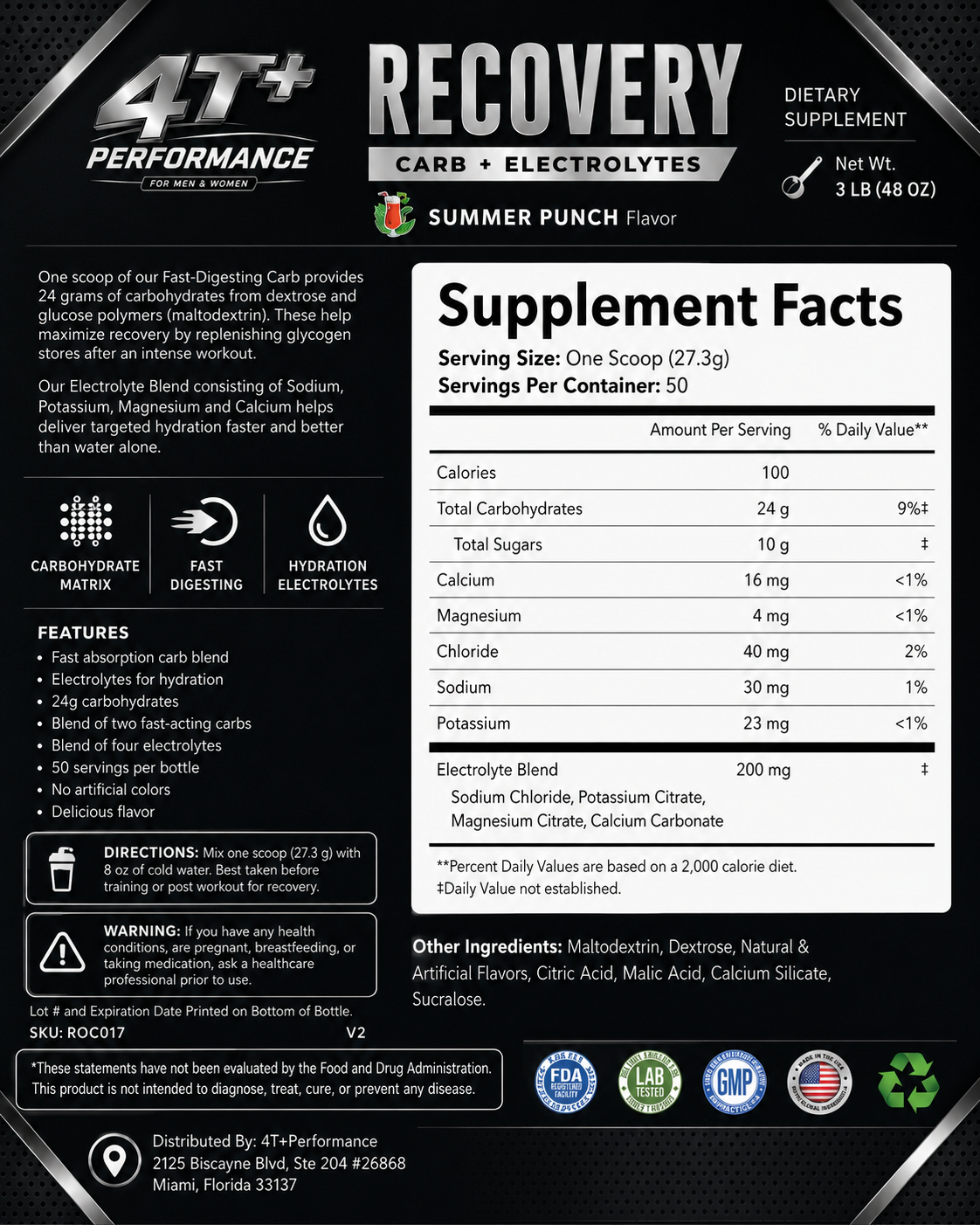 Recovery Carb + Electrolytes Formula (Summer Punch)