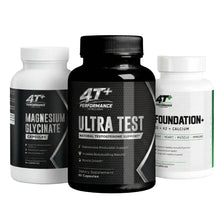 Testosterone support supplements including Ultra Test, Magnesium Glycinate, and Foundation for hormone health.