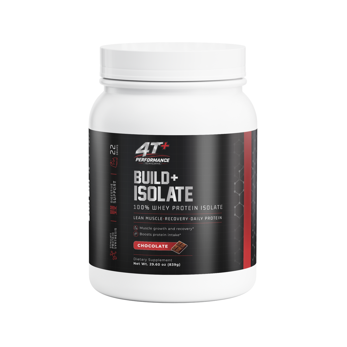 LEAN MUSCLE STACK - Whey Isolate + Creatine + EAA/BCAA, 100% Whey Protein Isolate chocolate flavor.